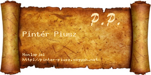 Pintér Piusz névjegykártya